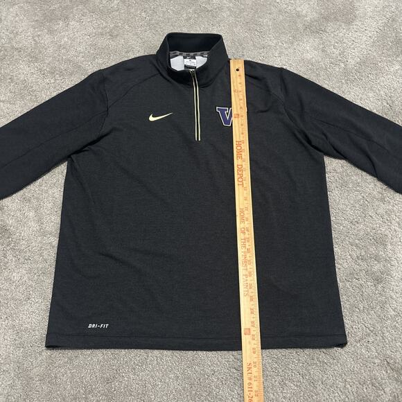 Nike Dri Fit Washington Huskies 1/4 Zip Black Long Sleeve Pullover Size XL - Picture 4 of 5